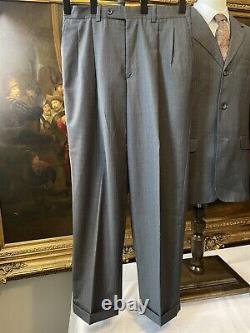 VTG BESPOKE Zegna Cloth 40R 32 x 32 Gray Striped Tropical Australian Wool Suit