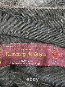 VTG BESPOKE Zegna Cloth 40R 32 x 32 Gray Striped Tropical Australian Wool Suit