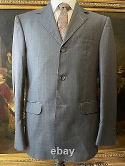 VTG BESPOKE Zegna Cloth 40R 32 x 32 Gray Striped Tropical Australian Wool Suit