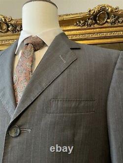 VTG BESPOKE Zegna Cloth 40R 32 x 32 Gray Striped Tropical Australian Wool Suit