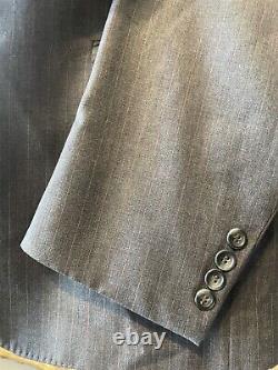 VTG BESPOKE Zegna Cloth 40R 32 x 32 Gray Striped Tropical Australian Wool Suit