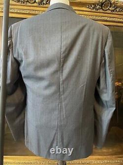 VTG BESPOKE Zegna Cloth 40R 32 x 32 Gray Striped Tropical Australian Wool Suit