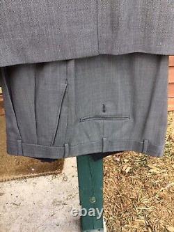 VTG Brooks Brothers Mens Brooksease Gray Glen Plaid Wool 2pc Suit -46 41 W 32L