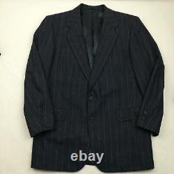 VTG Chester Barrie Savile Row 40R Flannel Wool Pinstripe Suit Navy Blue 32x29