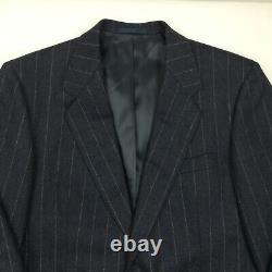 VTG Chester Barrie Savile Row 40R Flannel Wool Pinstripe Suit Navy Blue 32x29