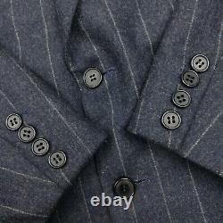 VTG Chester Barrie Savile Row 40R Flannel Wool Pinstripe Suit Navy Blue 32x29