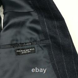 VTG Chester Barrie Savile Row 40R Flannel Wool Pinstripe Suit Navy Blue 32x29