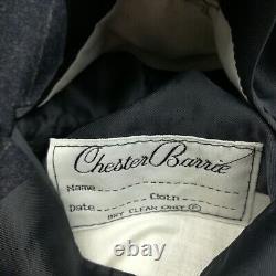 VTG Chester Barrie Savile Row 40R Flannel Wool Pinstripe Suit Navy Blue 32x29