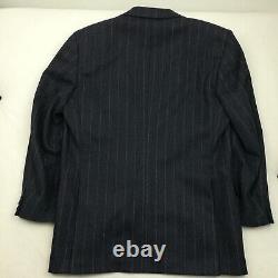 VTG Chester Barrie Savile Row 40R Flannel Wool Pinstripe Suit Navy Blue 32x29