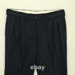 VTG Chester Barrie Savile Row 40R Flannel Wool Pinstripe Suit Navy Blue 32x29