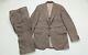 Vtg Dated 1980 Littler Brown Barleycorn Wool Tweed 2 Button Flared Suit 41 L