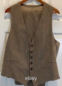 VTG Gorgeous Cartier Collection Botany Herringbone tweed three piece suit 46 L