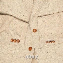 VTG HIS Mens Tweed Suit 36R 30x28 Beige Donegal Speckle Norfolk Coat Pants