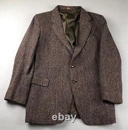 VTG Harris Tweed Blazer Mens 46 Brown Hebrides Of Scotland Wool Jacket