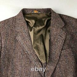 VTG Harris Tweed Blazer Mens 46 Brown Hebrides Of Scotland Wool Jacket