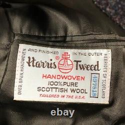 VTG Harris Tweed Blazer Mens 46 Brown Hebrides Of Scotland Wool Jacket