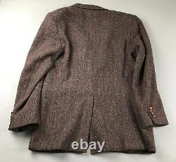 VTG Harris Tweed Blazer Mens 46 Brown Hebrides Of Scotland Wool Jacket