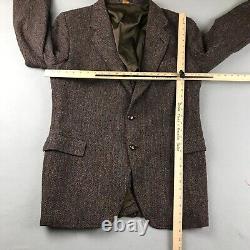 VTG Harris Tweed Blazer Mens 46 Brown Hebrides Of Scotland Wool Jacket