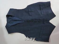 VTG Hart Schaffner & Marx VIRACLE Navy pin stripe banker three piece suit 40 R