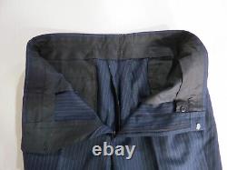 VTG Hart Schaffner & Marx VIRACLE Navy pin stripe banker three piece suit 40 R