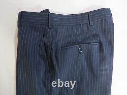 VTG Hart Schaffner & Marx VIRACLE Navy pin stripe banker three piece suit 40 R