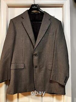 VTG Hickey Freeman Brown Herringbone Silk Wool Blazer Sport Coat Suit Jacket 44R