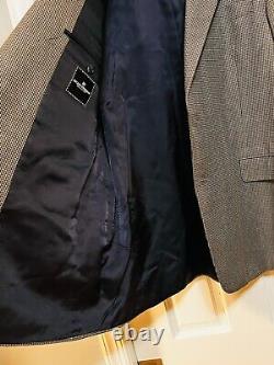 VTG Hickey Freeman Brown Herringbone Silk Wool Blazer Sport Coat Suit Jacket 44R