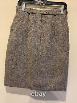 VTG Orvis Harris Tweed Womens Herringbone Wool Skirt Suit Made in England- Read