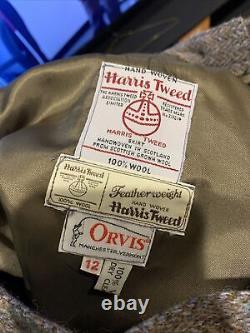 VTG Orvis Harris Tweed Womens Herringbone Wool Skirt Suit Made in England- Read