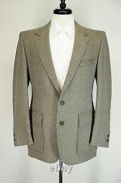 VTG Palm Beach Brown Black Tweed Patch Pocket Suit Made in USA 40L 34 x 32