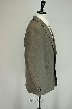 VTG Palm Beach Brown Black Tweed Patch Pocket Suit Made in USA 40L 34 x 32