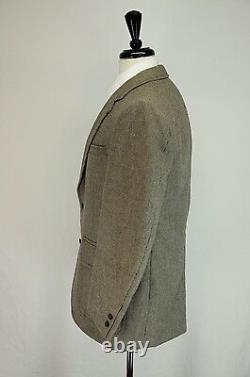 VTG Palm Beach Brown Black Tweed Patch Pocket Suit Made in USA 40L 34 x 32