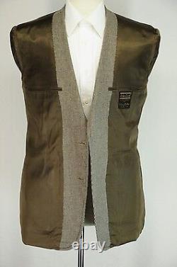 VTG Palm Beach Brown Black Tweed Patch Pocket Suit Made in USA 40L 34 x 32