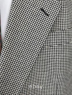 VTG Yves St Laurent 46R Black & White Houndstooth Silk & Wool 2Btn Blazer Jacket