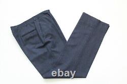 VTg 70s 80s Norman Hilton Blue Wool Flannel Herringbone 2 Button Suit USA 42 L