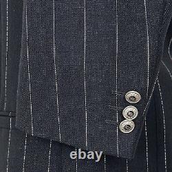 Versace Classic V2 3/2 Roll Y2K Wool & Mohair Gray Striped Suit 42 L Pant 32x30