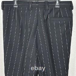 Versace Classic V2 3/2 Roll Y2K Wool & Mohair Gray Striped Suit 42 L Pant 32x30