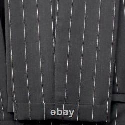 Versace Classic V2 3/2 Roll Y2K Wool & Mohair Gray Striped Suit 42 L Pant 32x30