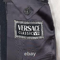 Versace Classic V2 3/2 Roll Y2K Wool & Mohair Gray Striped Suit 42 L Pant 32x30