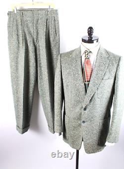 Vintage 1950s Wool Tweed 2 Button Suit Rockabilly Men's Size 42-44 USA