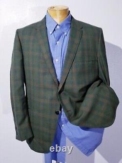 Vintage 1960s 1950s 42R Green Orange Plaid Blazer Jacket sport Coat Paterson NJ