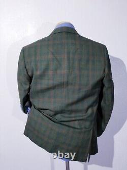 Vintage 1960s 1950s 42R Green Orange Plaid Blazer Jacket sport Coat Paterson NJ