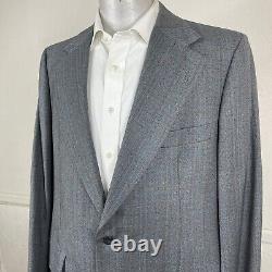 Vintage 1960s Kingsridge 2 Piece Suit Mens 46L 40x30 Gray Red Plaid Flannel