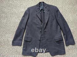 Vintage 1960s irish TWEED donegal BESPOKE suit 43R 36x32 blue 2PC herringbone