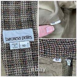 Vintage 1970s Brown 2-Piece Tweed Skirt Suit XS/S Petite