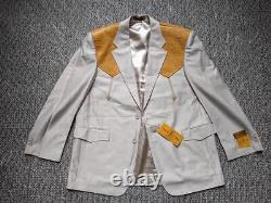 Vintage 2PC suit WESTERN faux alligator 48R 38x36 off white COWBOY rockabilly