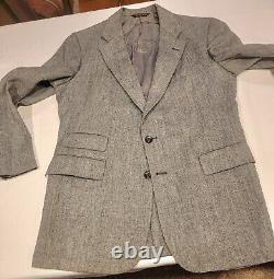 Vintage 3 Piece Gray Nailhead Weave Ivy Tweed Suit 1960s 1970s 37/38