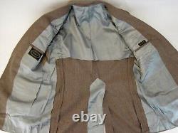 Vintage 3 Piece Suit Brown Pinstripe Flannel Wool Sussex Flat Front Pants 39R