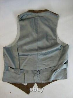 Vintage 3 Piece Suit Brown Pinstripe Flannel Wool Sussex Flat Front Pants 39R