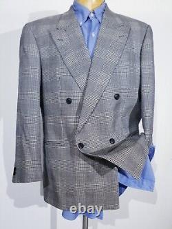 Vintage 40R Black white Geometric Tweed Double Breasted Sport Coat Jacket Blazer